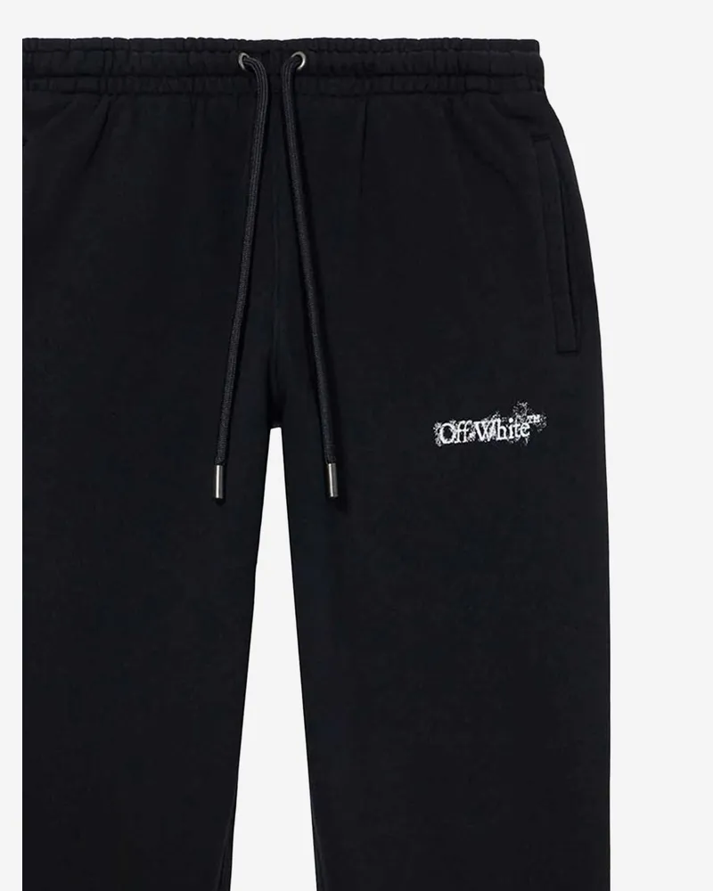 OFF-WHITE Men Cotton Pants With Logo Black Trousers Black