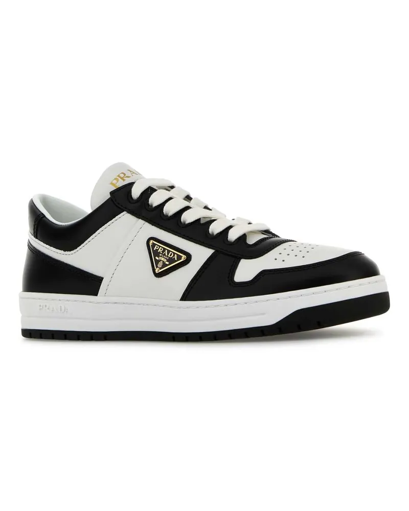 Prada Women's Two-Tone Leather Downtown Sneakers Bianco+nero Vitello Multicolor