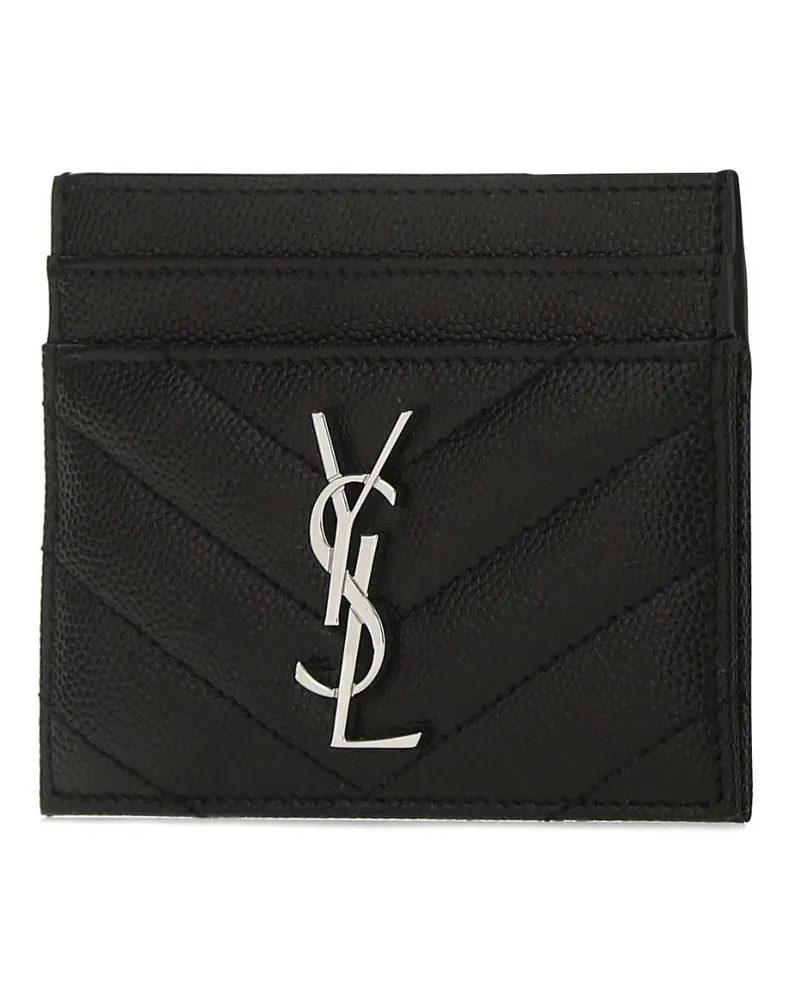 Saint Laurent Women's Black Leather Card Holder 1000 Portafogli Wallet Black