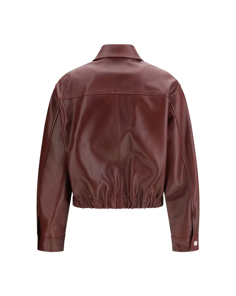 Versace Women's Bordeaux Calf Leather Bos Taurus Jacket Clothing Bordeaux