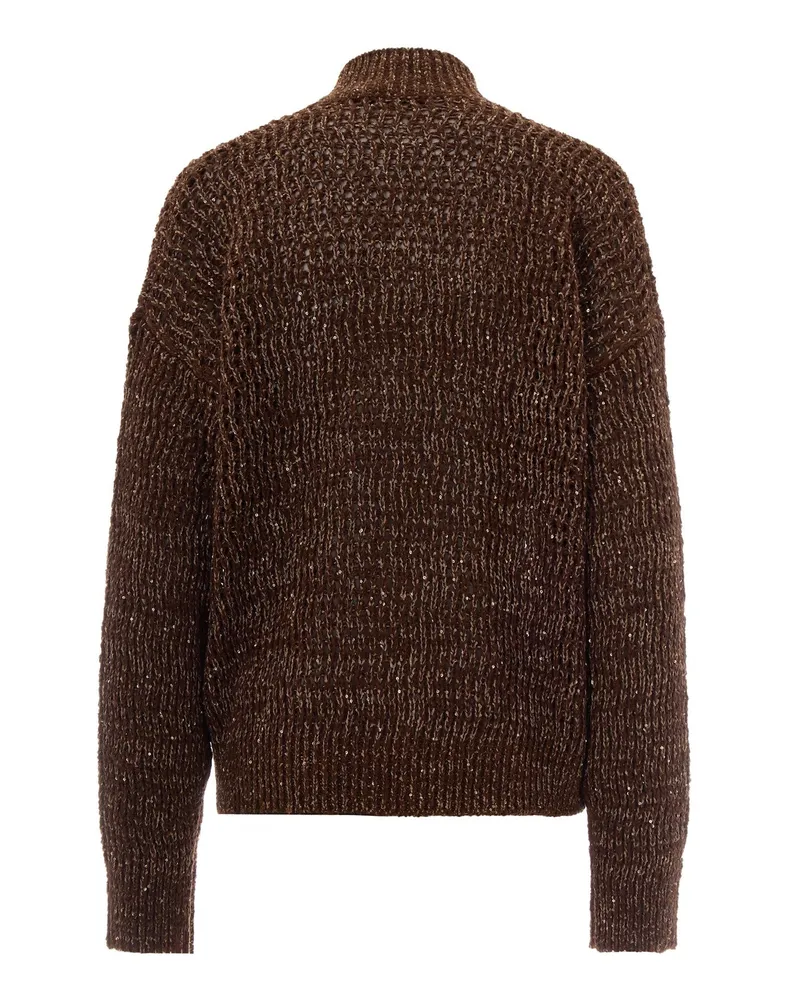 Max Mara Women Cardigan Zip Hazelnut Knit: Cotton Cardigans Sweater Brown