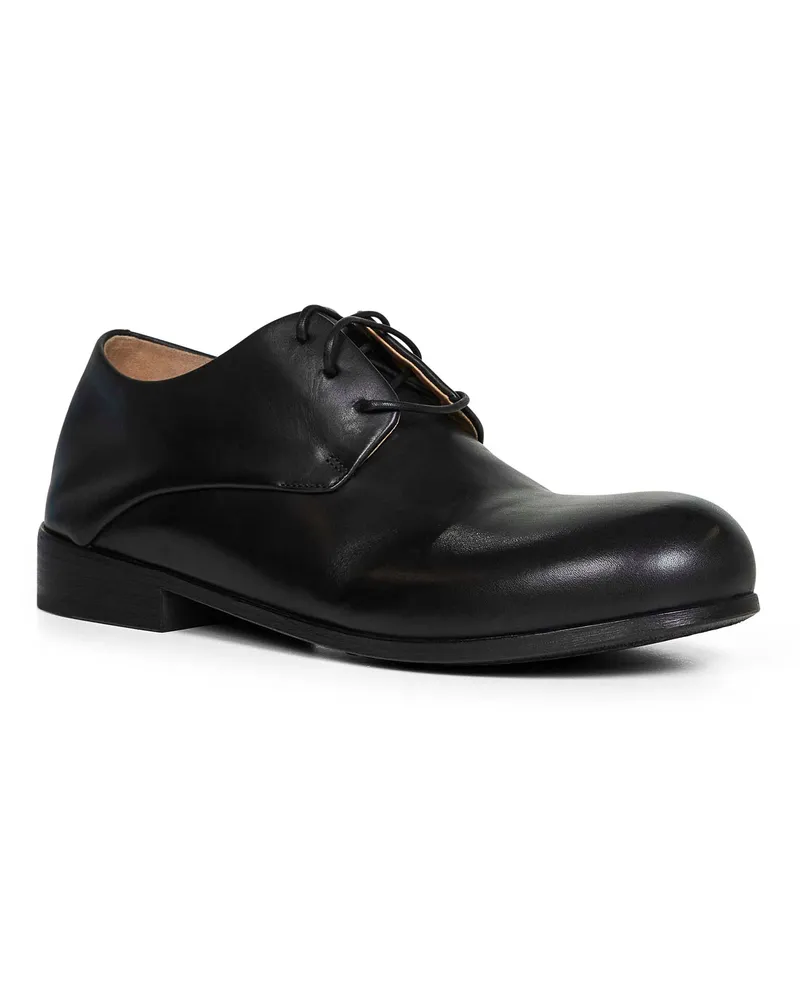 Marsèll Men's Derby Shoes Capozucca Black Leather Calf Lace-Up Flat Black