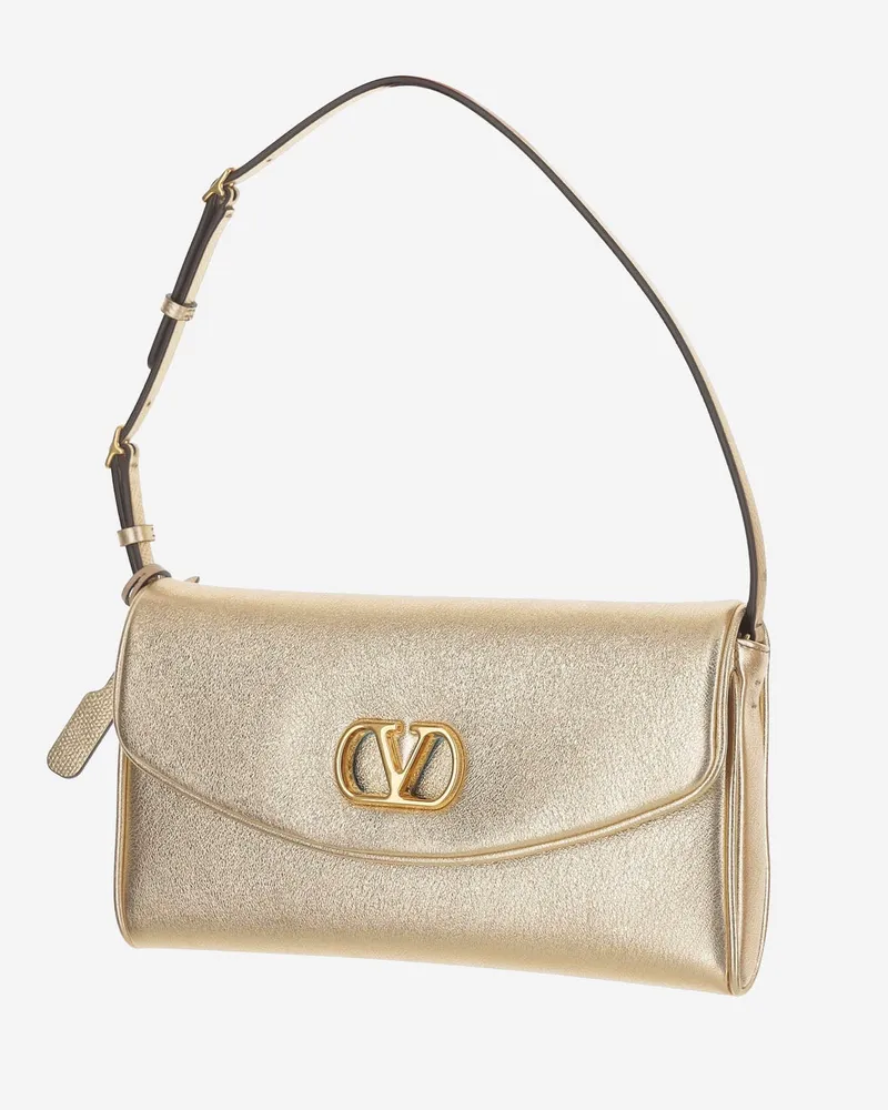 Valentino Garavani Women's Shoulder Bag Devain Laminated Nappa Leather Gold Gold