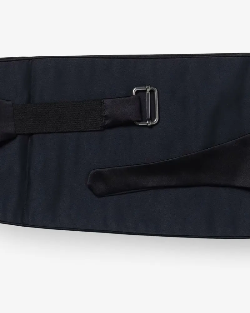 Brunello Cucinelli Men's Cummerbund Cotton-Silk Black Belt Black