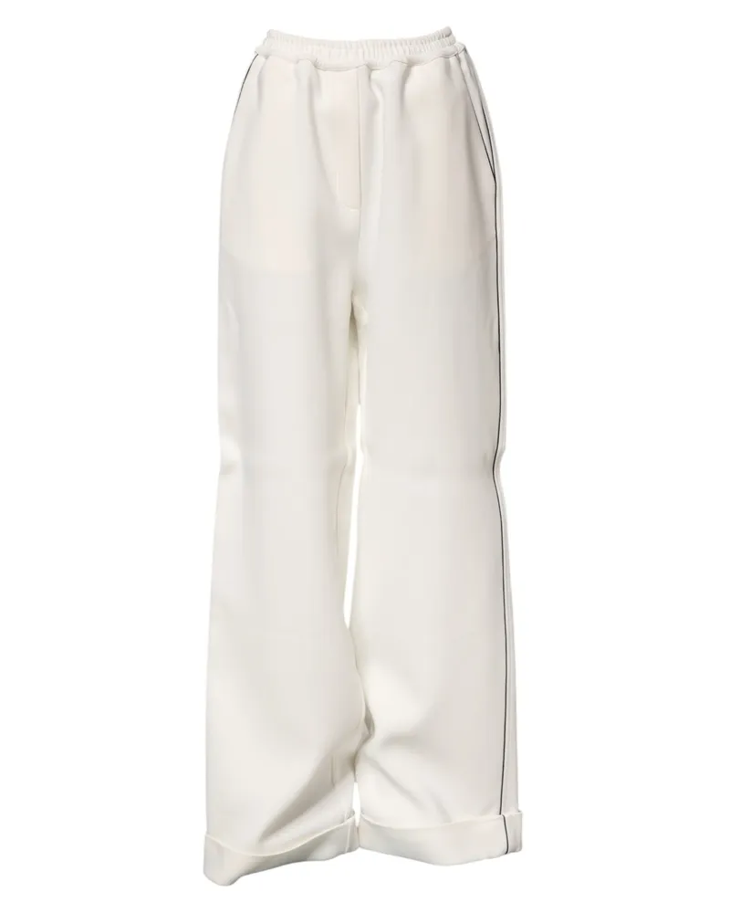Dolce & Gabbana Women White Viscose Wide Leg Pull On Pants Elastane White