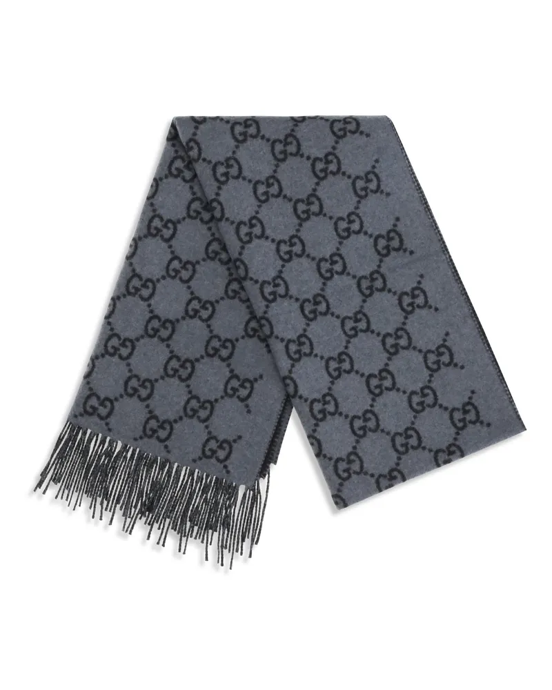 Gucci Men's Scarf Gg Cashmere Graphite-Black (capra Hircus) Graphite/black Scarfs Gray