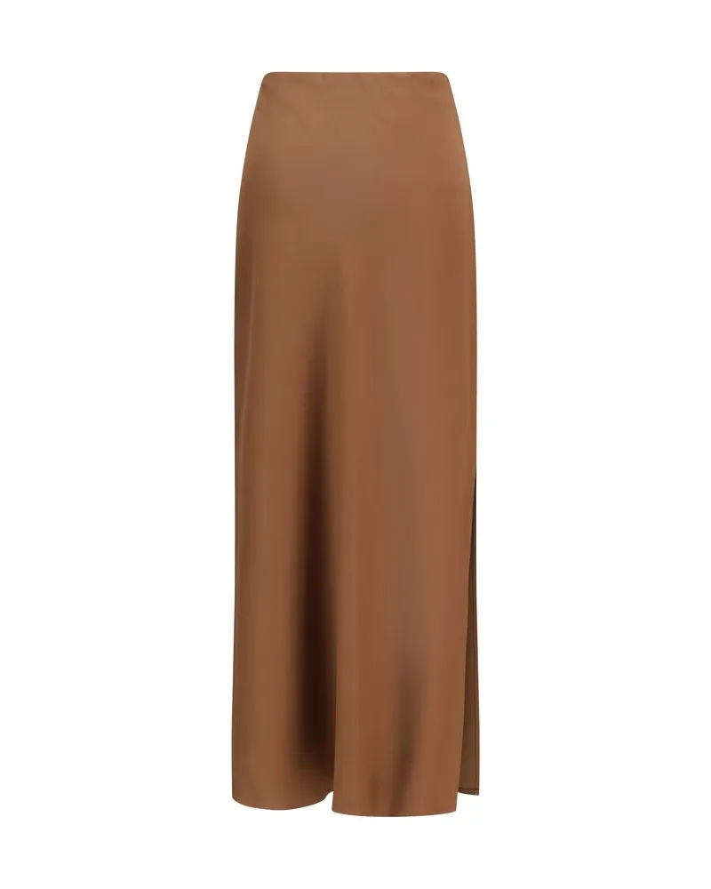 Brunello Cucinelli Women's Brown Acetate Midi Skirt Brown