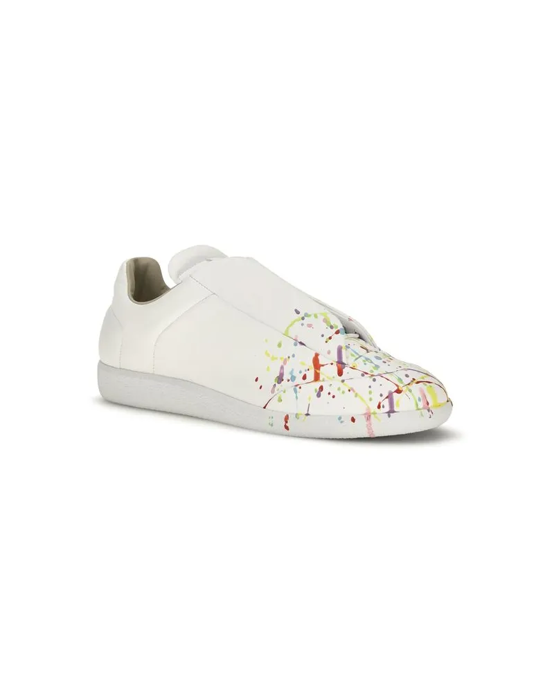 Maison Margiela Men's White Calf Leather Bos Taurus Low Top Sneakers White