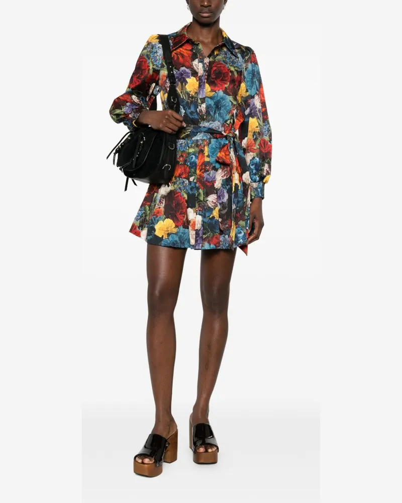 Alice + Olivia Floral-Print Shirtdress — Black Black