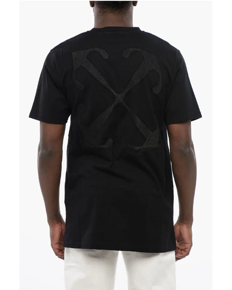 OFF-WHITE Men's Black Cotton Arrow Crew-Neck T-Shirt Black