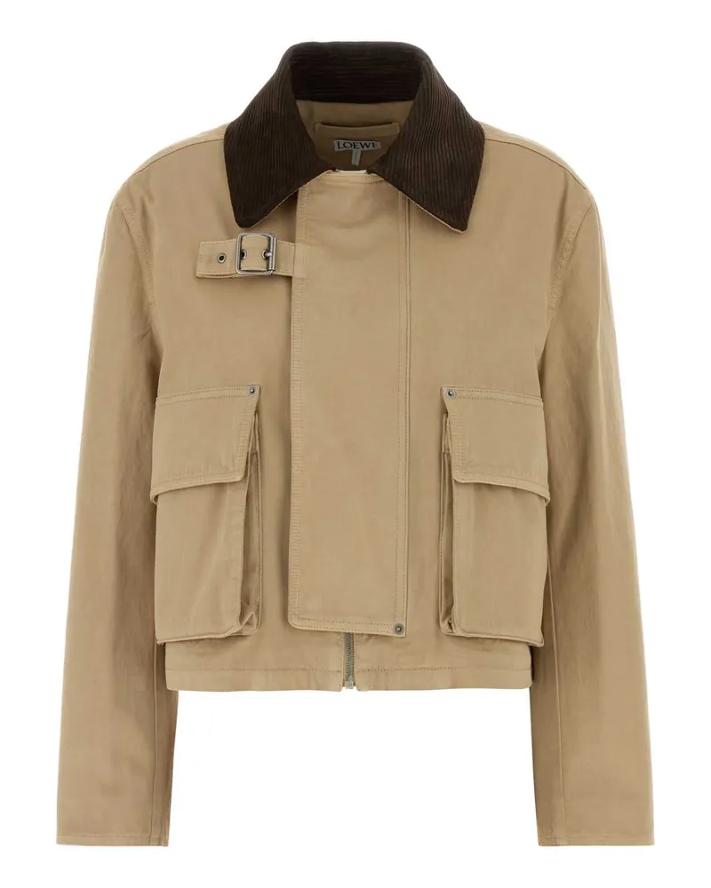 Loewe Women's Beige Cotton Parka Coat Giubbini Jacket Beige
