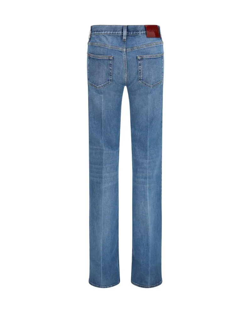 Gucci Women's Blue Cotton Flared Jeans Clothing Blue