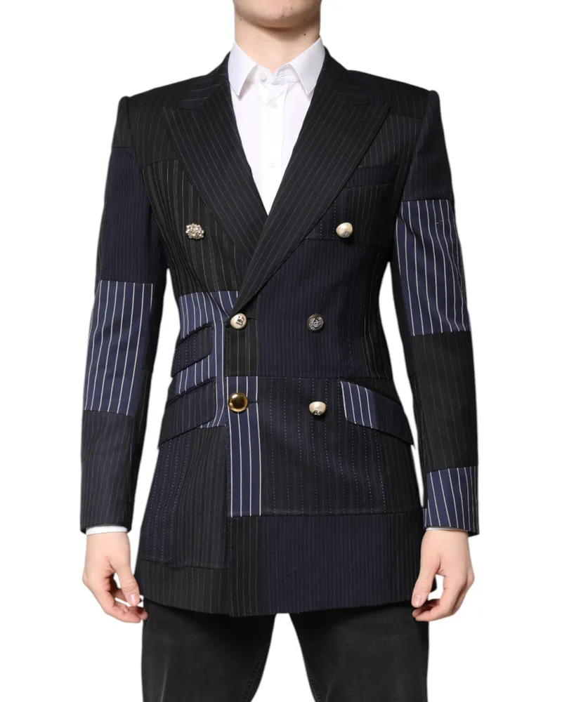 Dolce & Gabbana Men Multicolor Patchwork Jacket Coat Suit Blazer Multicolor