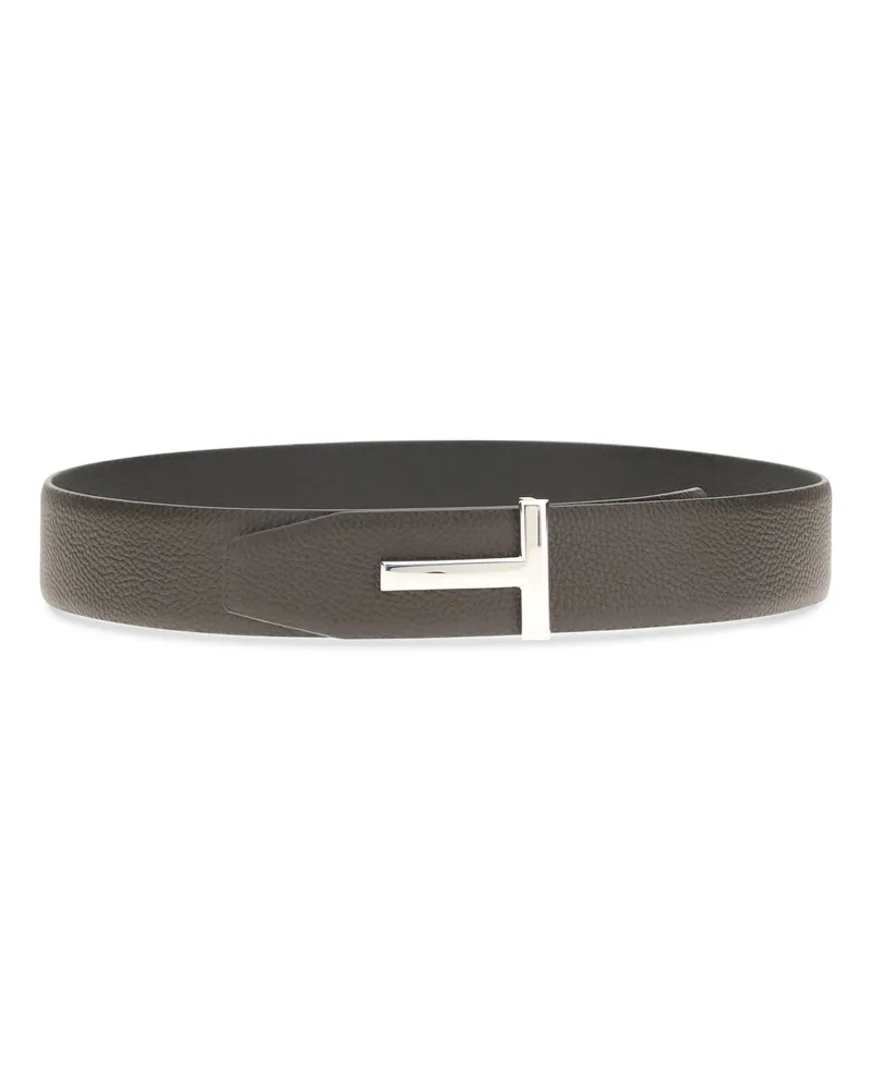 Tom Ford Men's Reversible Leather Belt Brown + Black Calf Bos Taurus E Braces Brown
