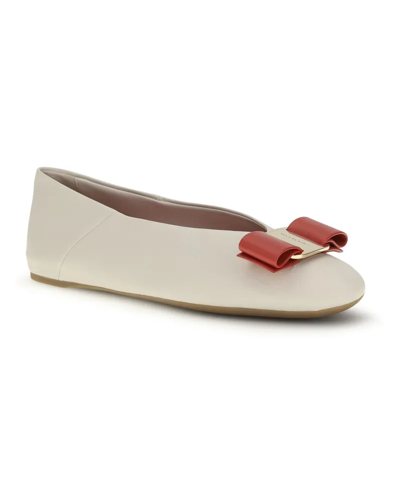 Ferragamo Women's Vara Bow Ballerinas Mascarpone Flat Shoes Beige