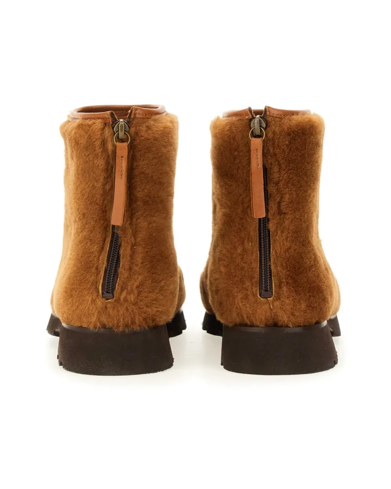 HEREU Calf Leather with Side Zipper Boot — Brown Brown