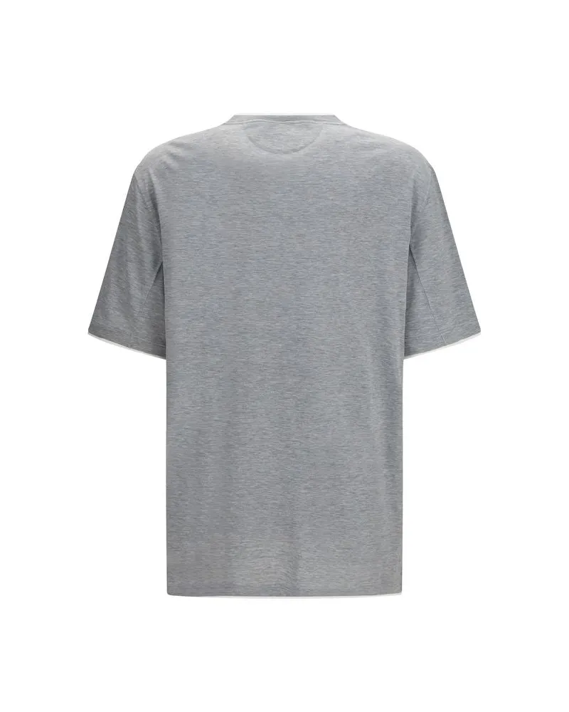Brunello Cucinelli Cotton and Silk Blend T-Shirt — Gray Gray