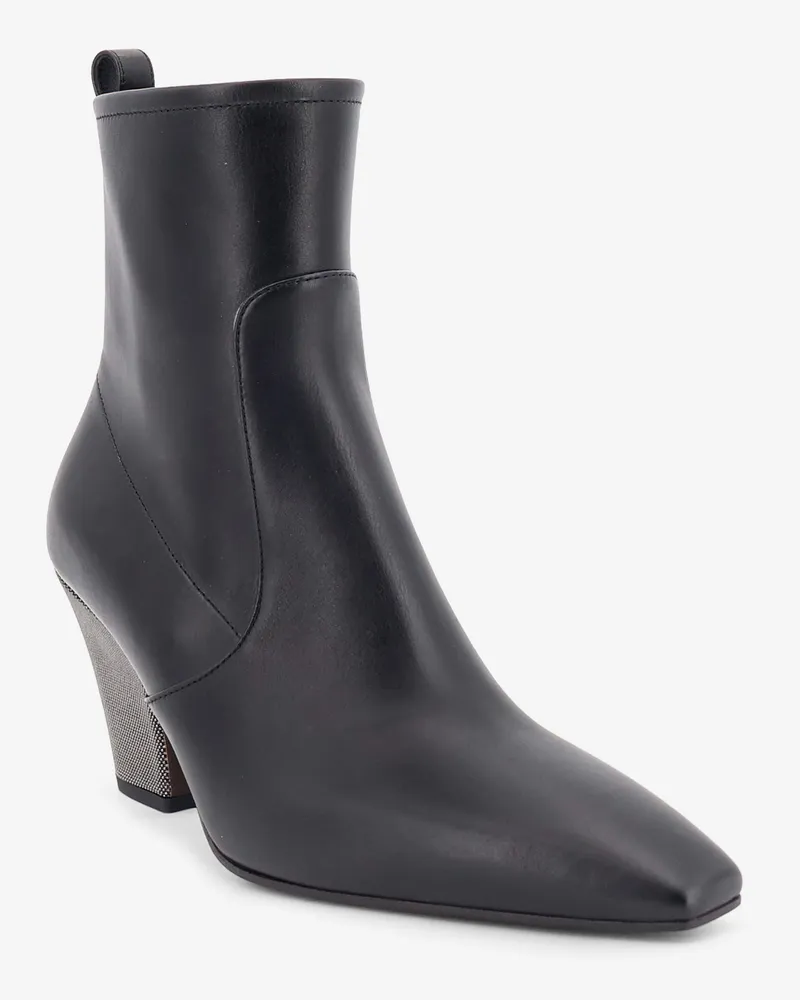 Brunello Cucinelli Women's Ankle Boots Precious Heel Leather Black Black