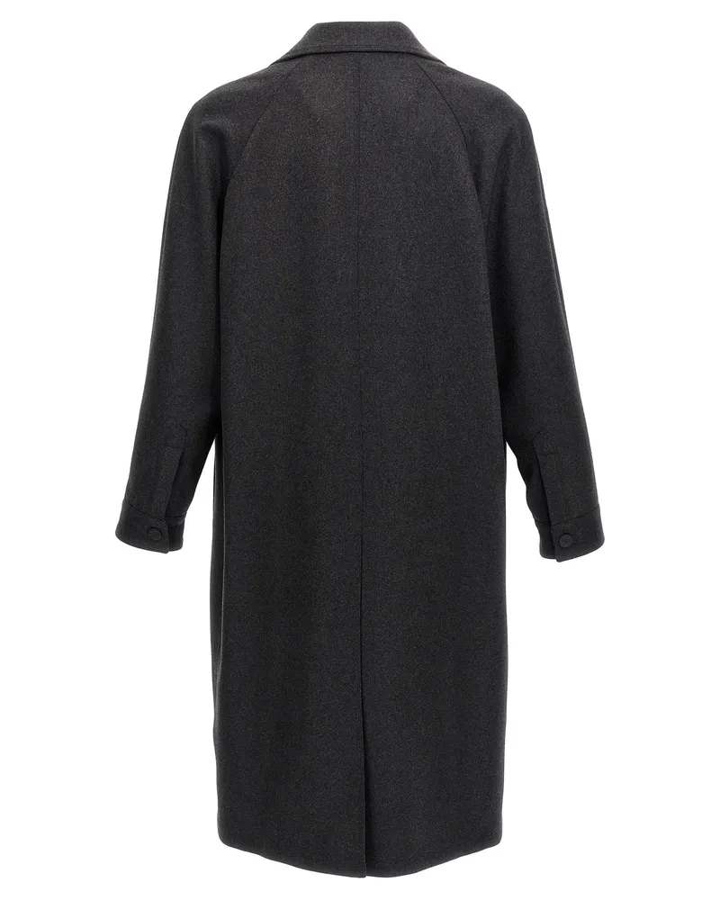 Fendi Cashmere Single-Breasted Coat — Charcoal Charcoal