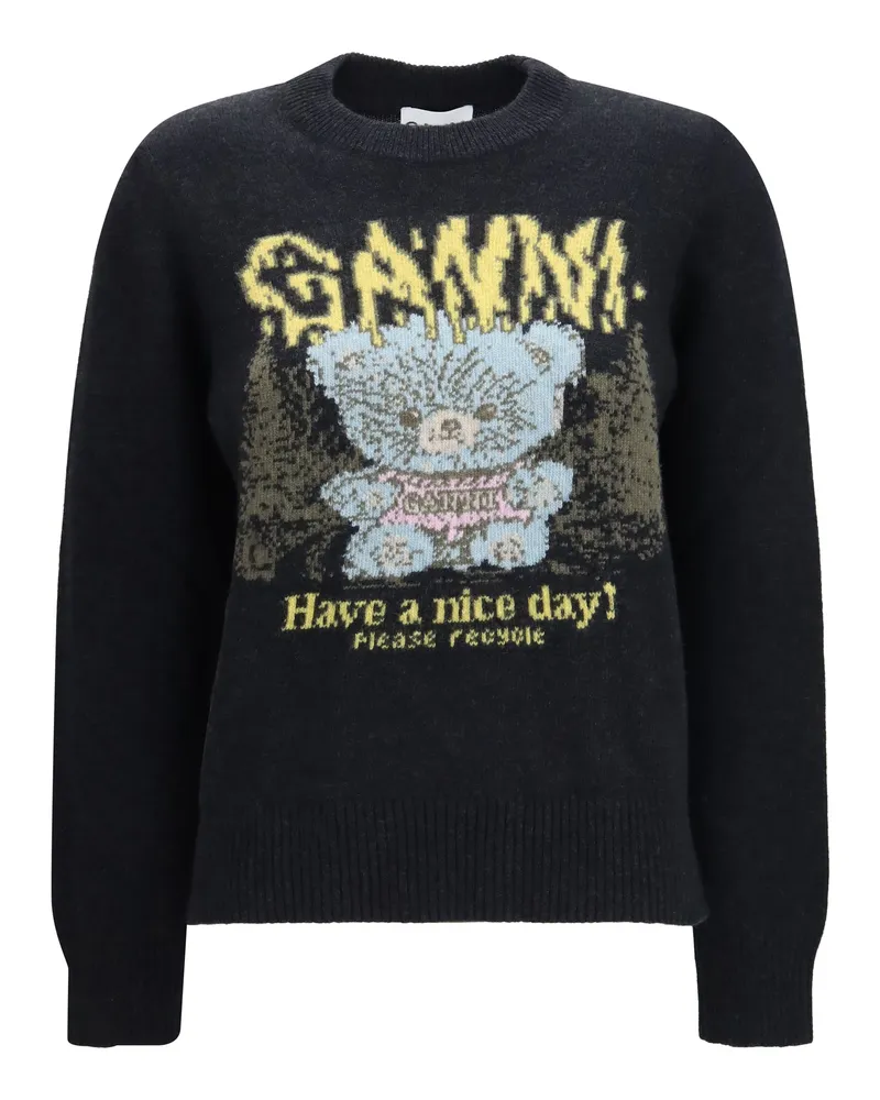 Ganni Graphic Print Sweater — Black Black