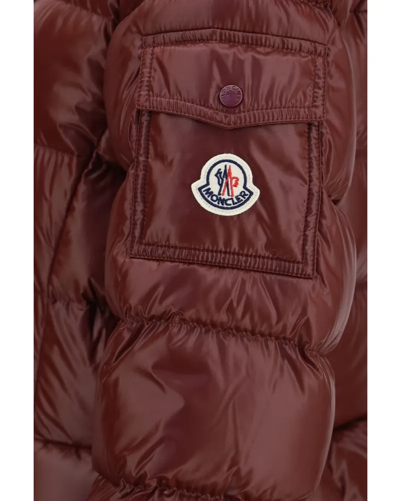 Moncler Women's Short Hooded Down Jacket Barante Dark Red Inner Goose 