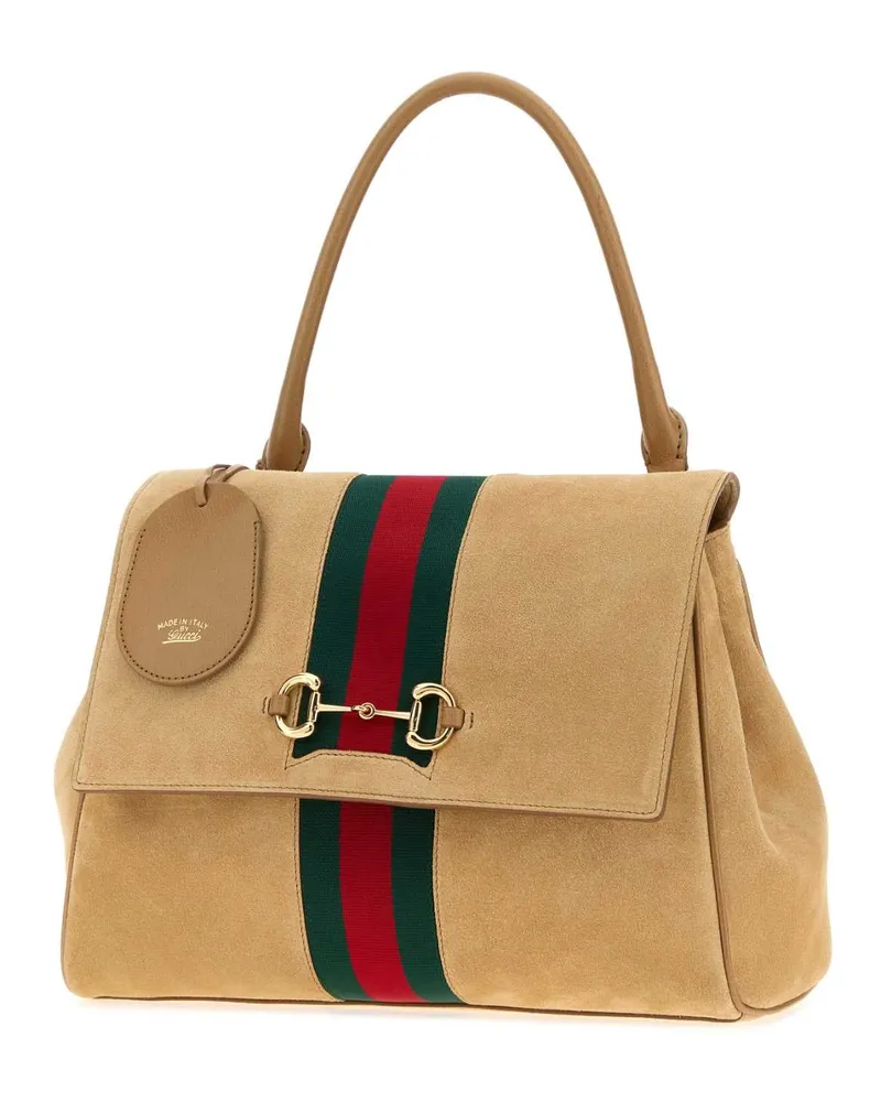 Gucci Women's Beige Suede Medium Paparazzo Handbag Sanddunedksandv Calf Skin Borse A Mano Bag Beige