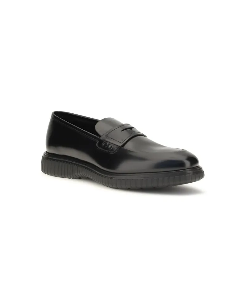 Ferragamo Brushed Calf Leather Loafer — Black Black