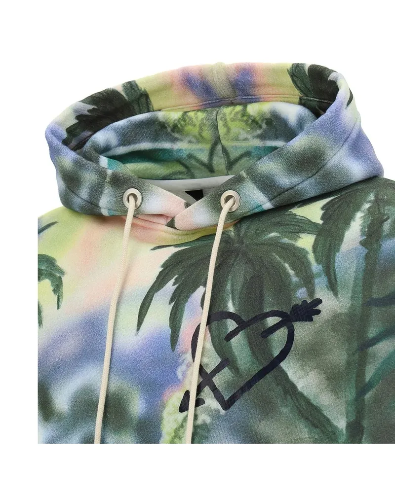 Palm Angels Tie-Dye Palm Print Cotton Sweatshirt — Multicolor Multicolor
