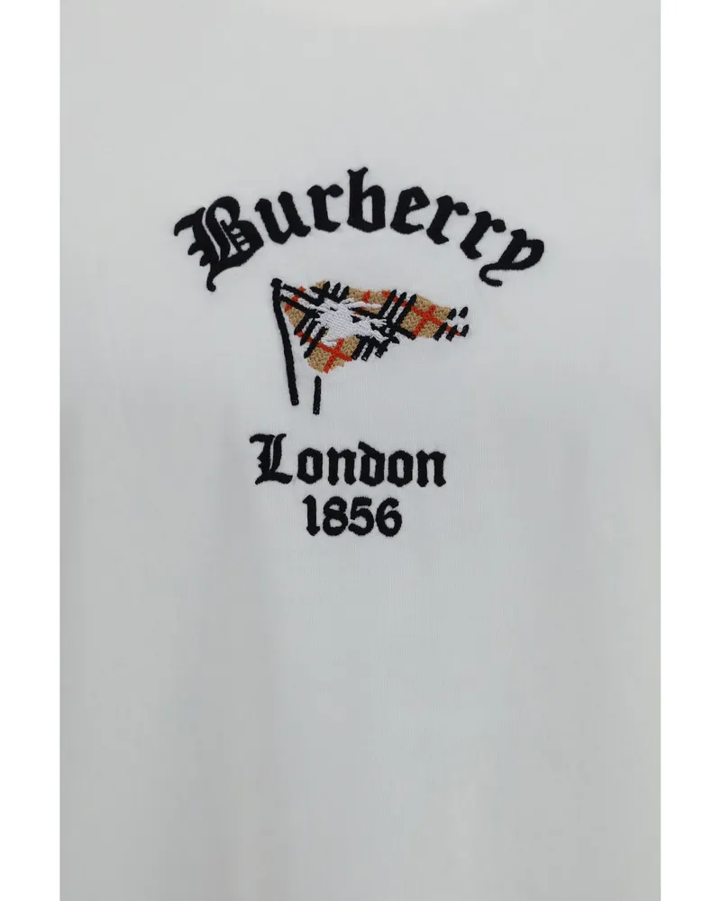 Burberry Men's T-Shirt Check Cotton Chalk T-Shirts And Polos White