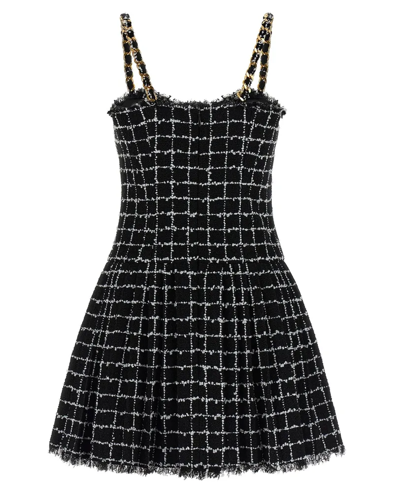 Balmain Check Tweed Dress — Black Black