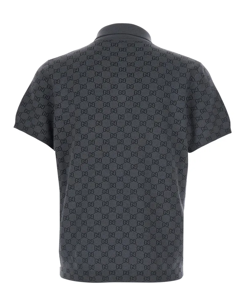 Gucci Men's Polo Shirt Wool-Silk Grey Wool And Silk T-Shirts Polos Gray