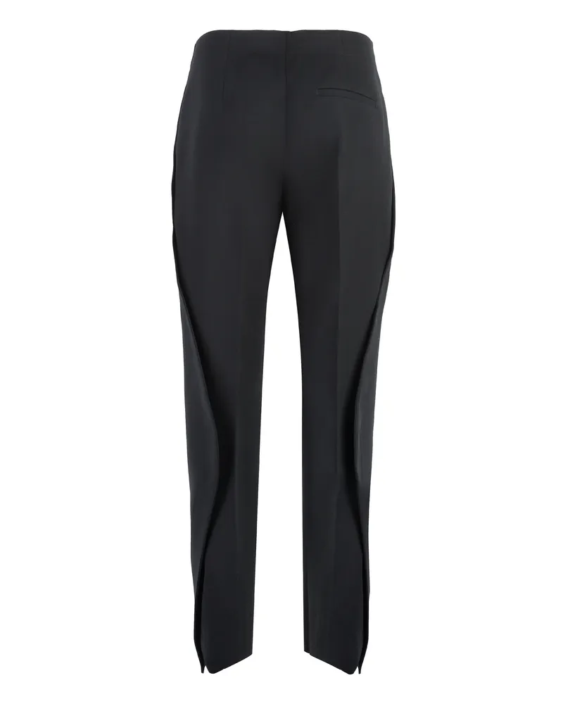 Bottega Veneta Women's Wool Trousers Black Straight Black