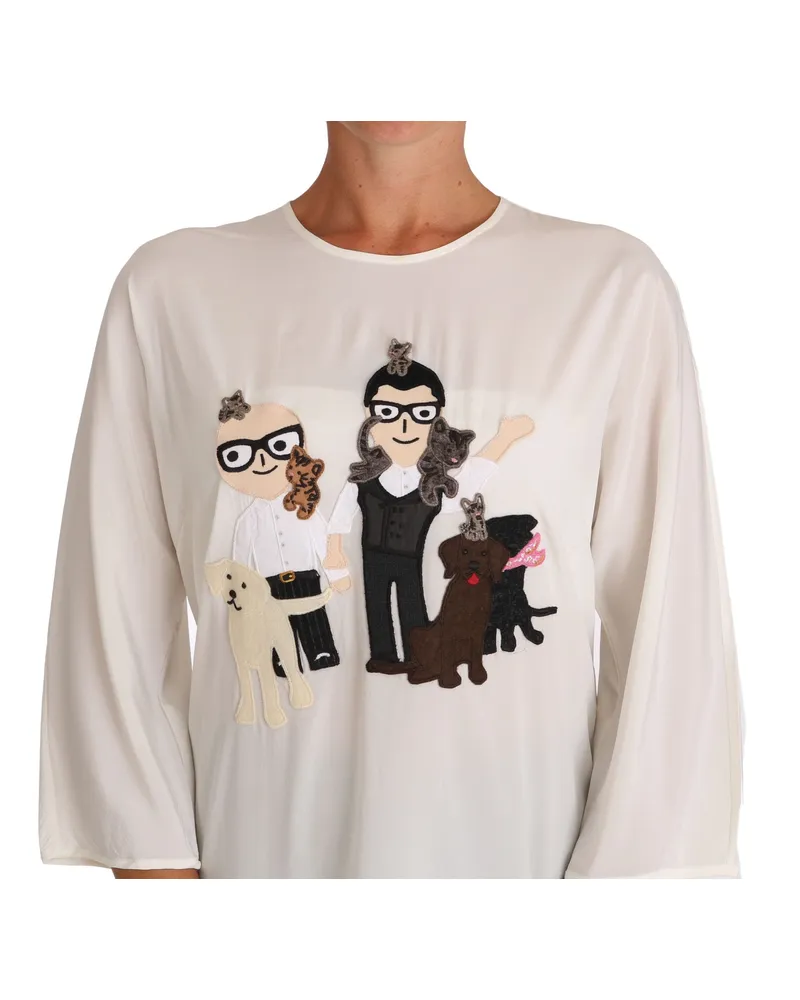 Dolce & Gabbana Women's White Silk #dgfamily Blouse T-Shirt White