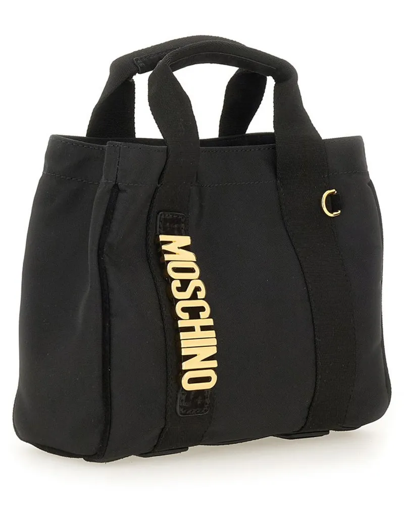 Moschino Women's Logo Tote Bag Black Polyester Handbags Hand Black