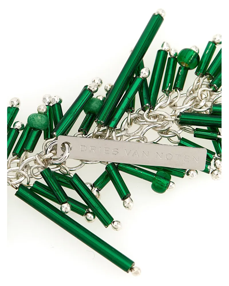 Dries van Noten Women's Bicolor Brass Necklace Green