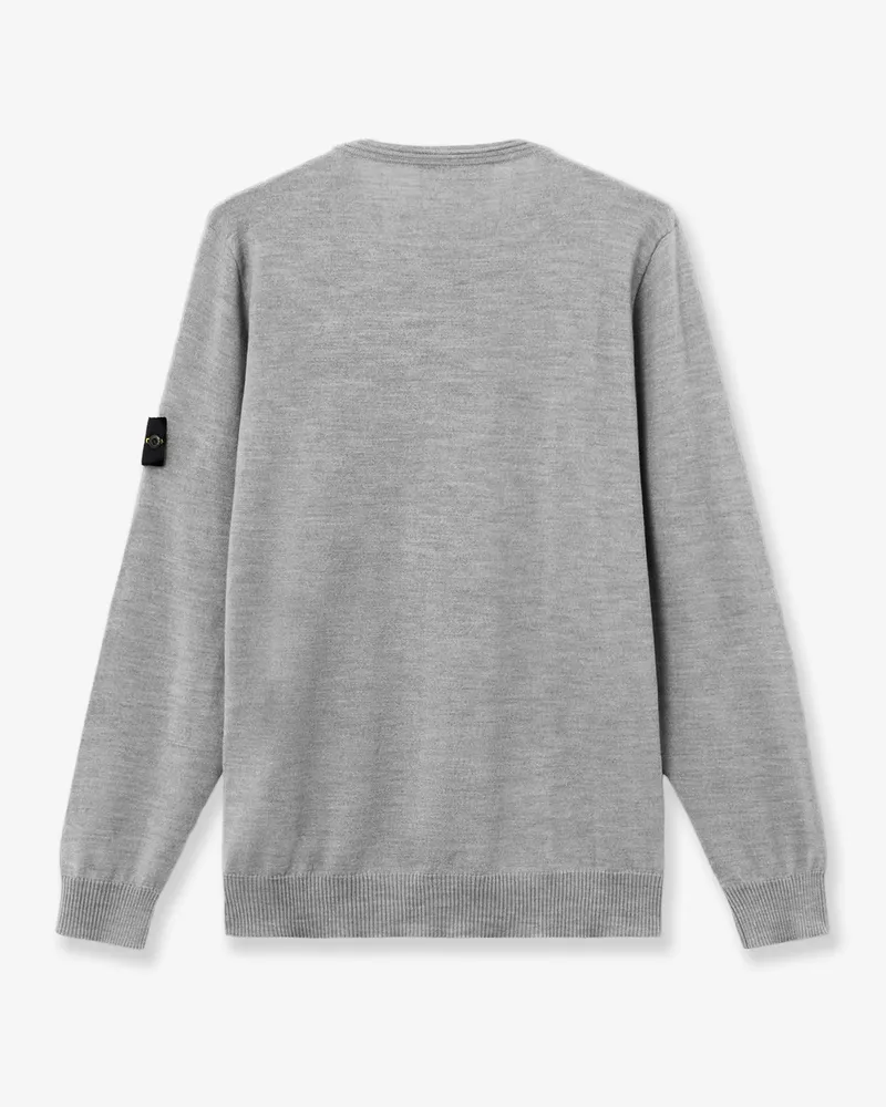 Stone Island Men's Wool Ribbed Knit Sweater Grey Virgin Gray