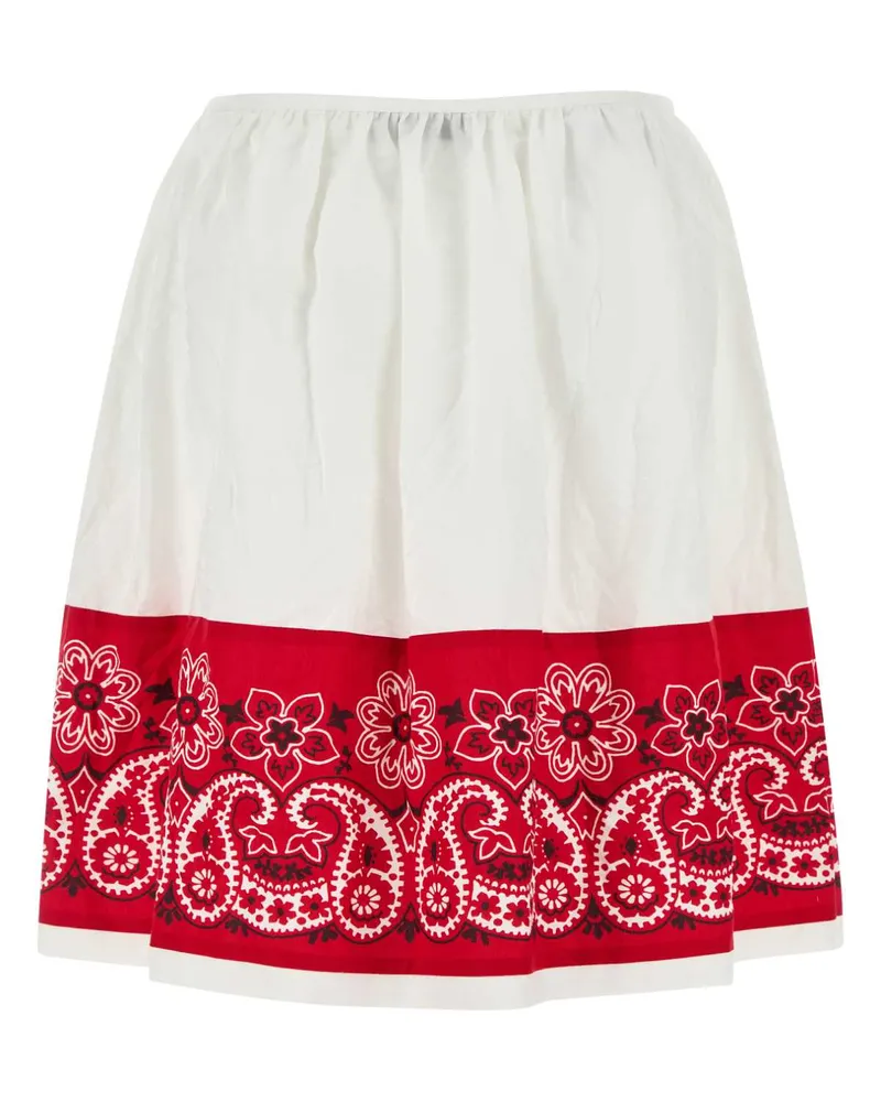 Miu Miu Women's White Poplin Skirt Biancorosso Exterior: Cotton Linen Gonne White
