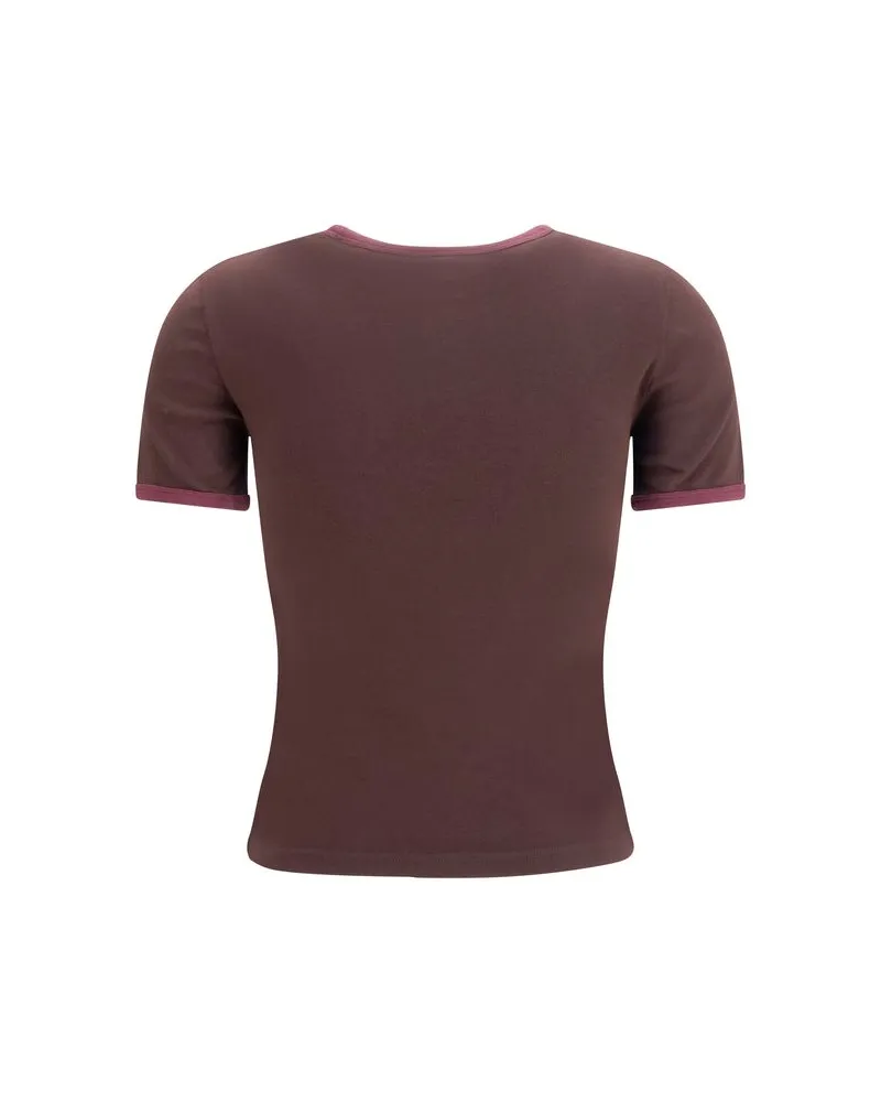 Courrèges Women Brown Cotton T-Shirt Brown