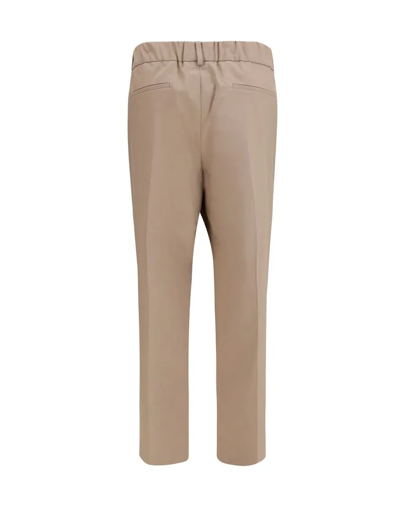 Brunello Cucinelli Women's Beige Cotton Casual Pants Beige