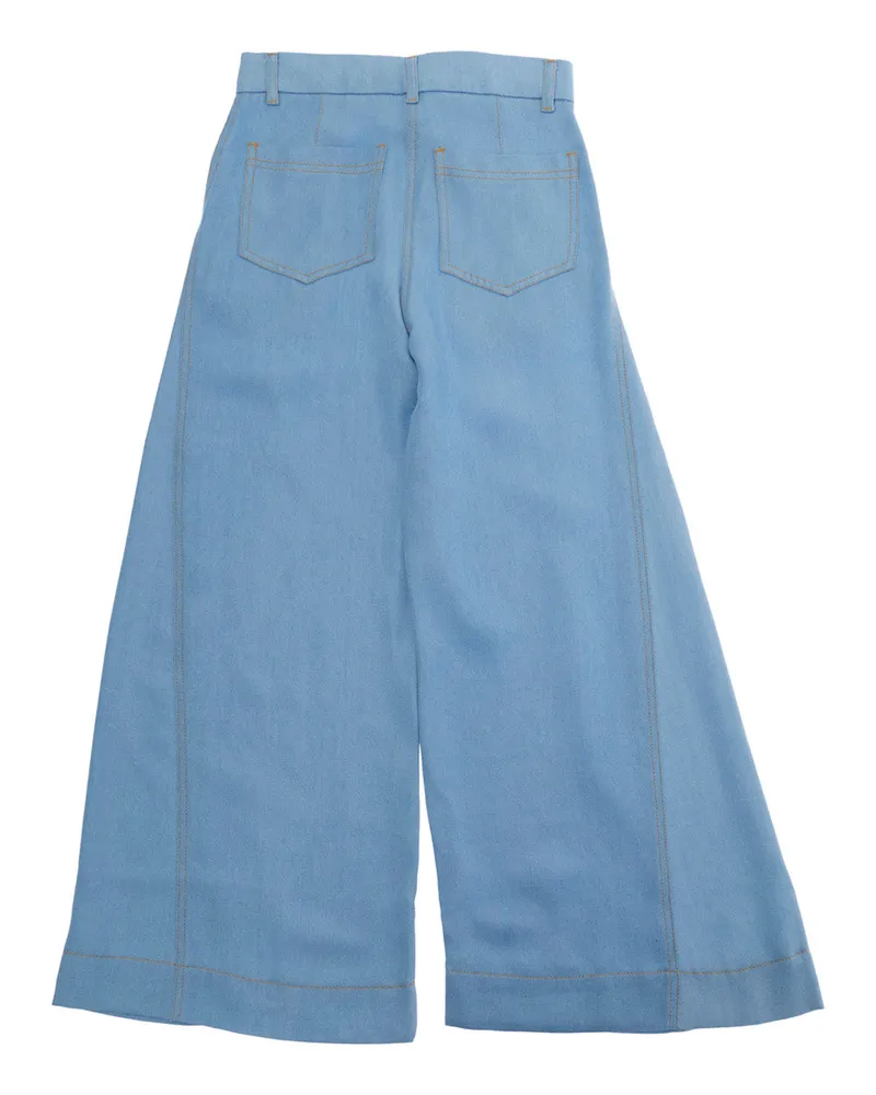 Monnalisa Girls' Bell-Bottom Jeans Light Blue Lyocell Blue