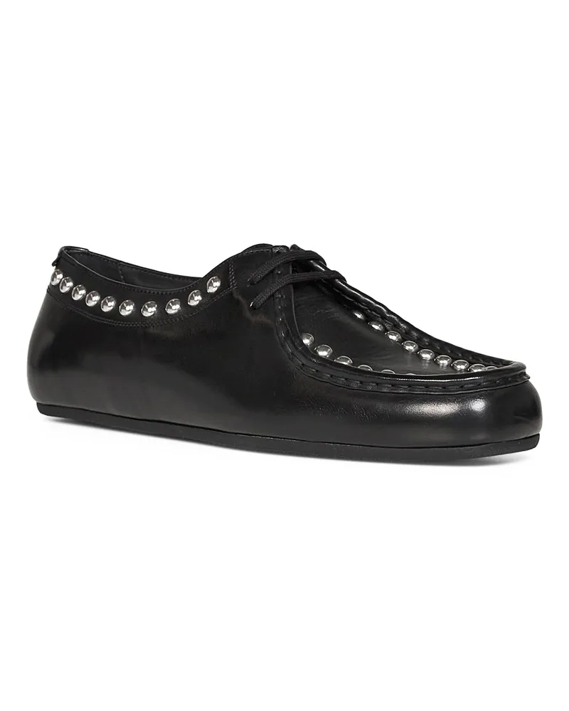 Jil Sander Men's Loafers Black Calf Leather With Studs Black