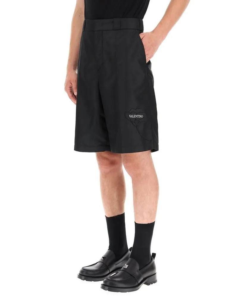 Valentino Garavani Men Black Nylon Bermuda Shorts Black
