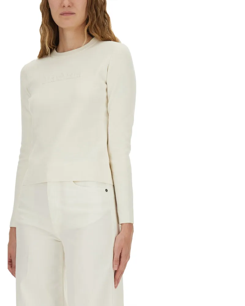 Max Mara Logo-Detailed Viscose-Blend Sweater — White White