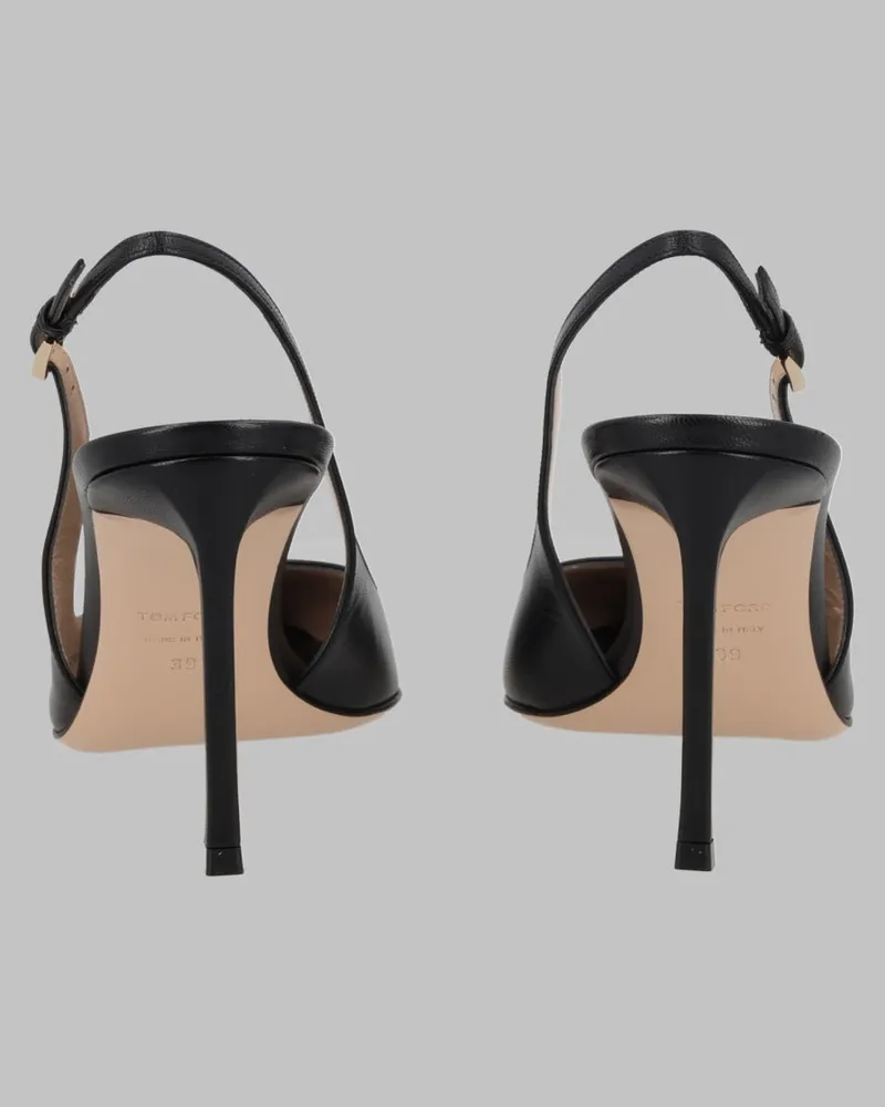 Tom Ford Slingback Leather Heel — Black Black