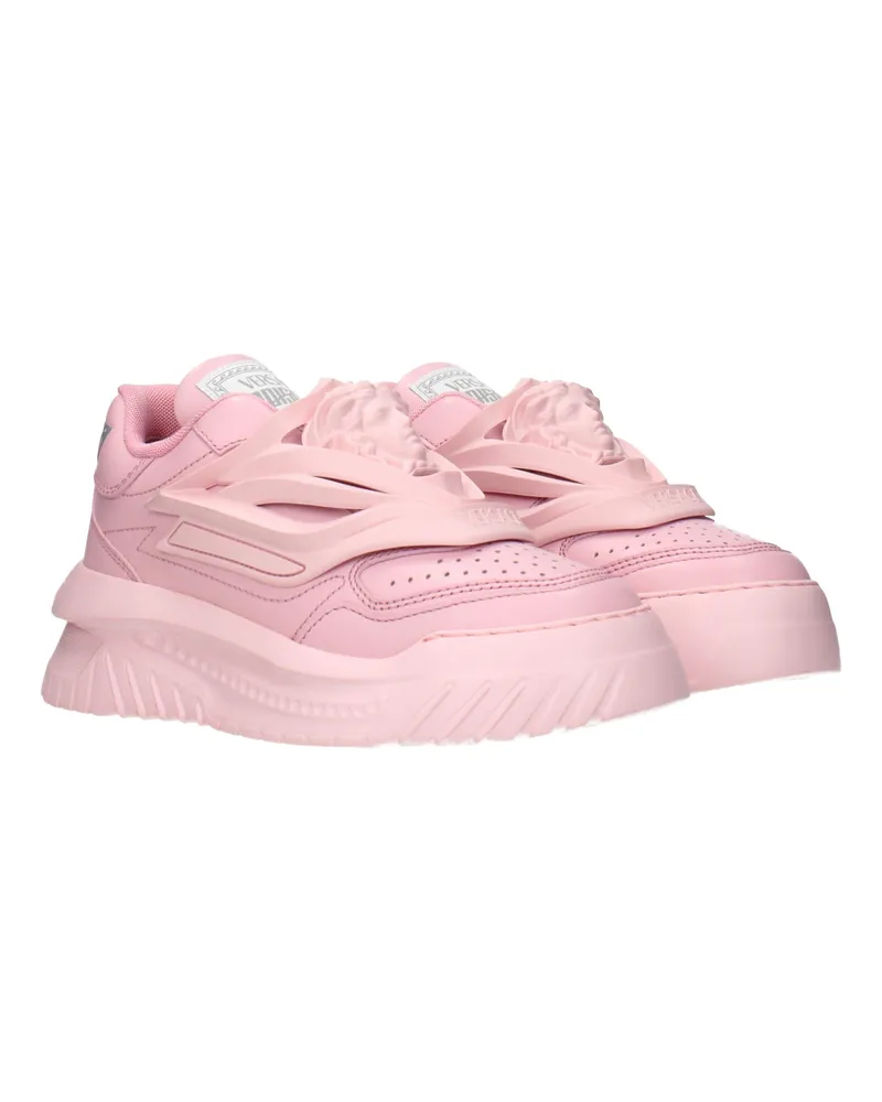 Versace Women's Pink Leather Chunky Sneakers Pink