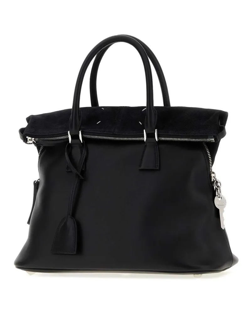 Maison Margiela Women's Black Leather Medium 5ac Soft Handbag Darkgrey Borse A Mano Bag Black