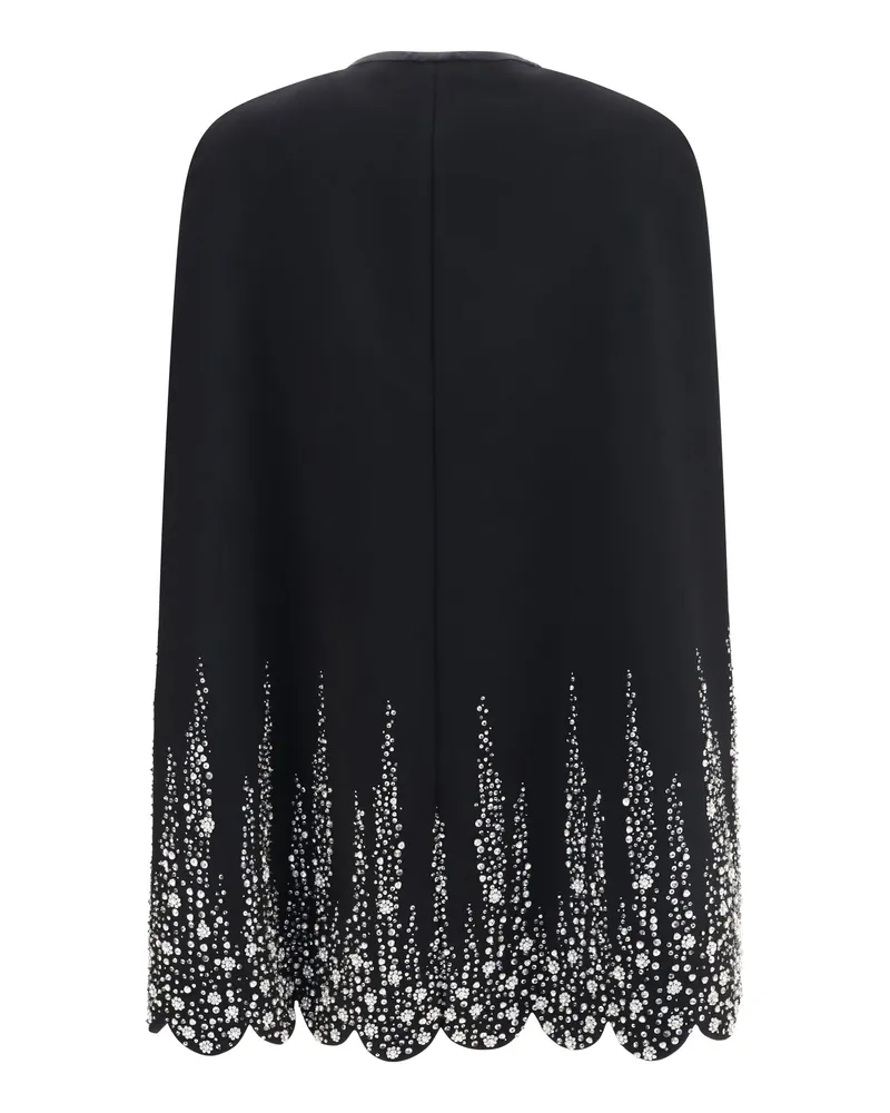 Valentino Garavani Degradé Rhinestone Embroidery Cape — Black Black