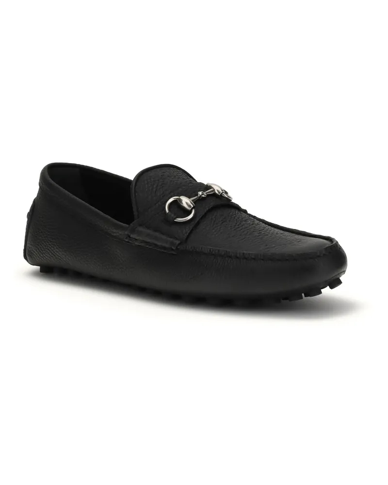 Gucci Men's Horsebit Driver Loafers Black-Black Calf Leather Bos Taurus Black/black Black