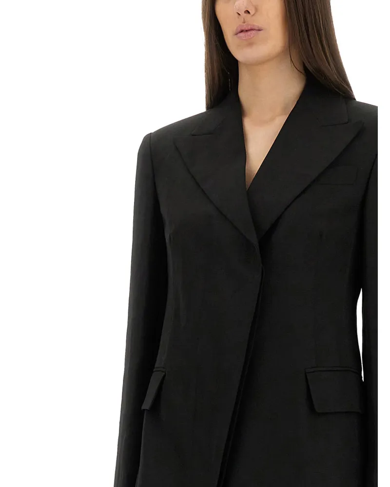 SPORTMAX Viscose and Linen Blend Jacket — Black Black