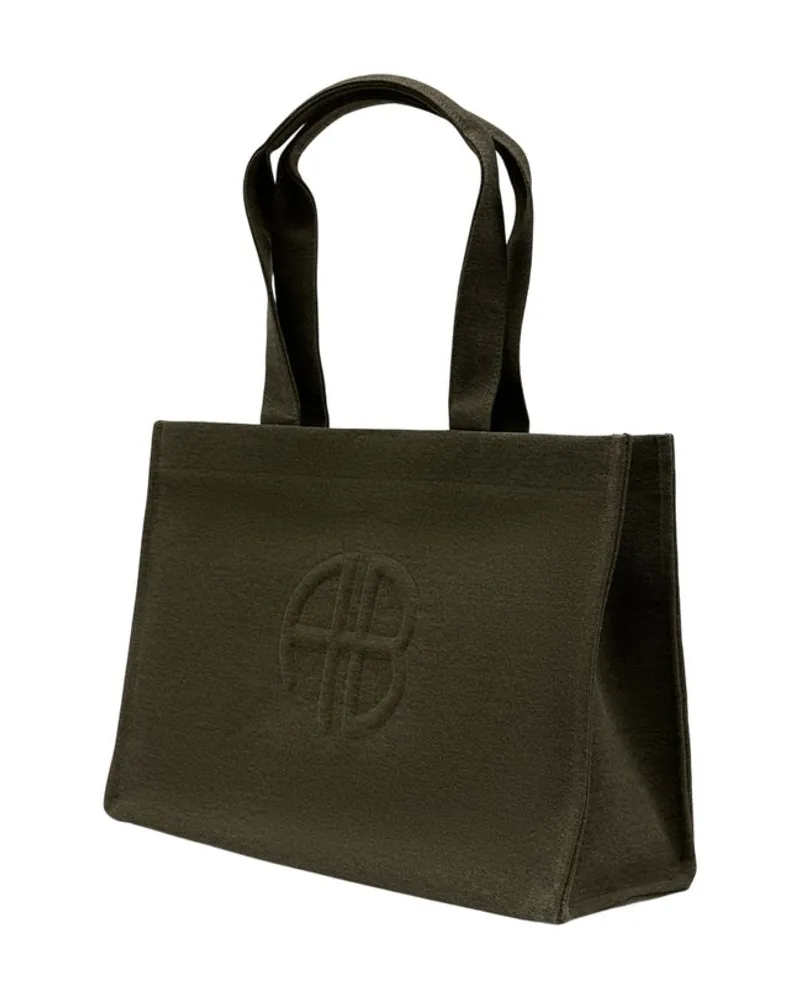 Anine Bing Women's Lara Shopping Bag -  Cotton Khaki Totes-Shopping-Bags Green